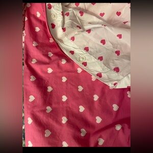 Pottery Barn Heart Kids Duvet Cover Bright Pink Full/Queen Reversible Hearts